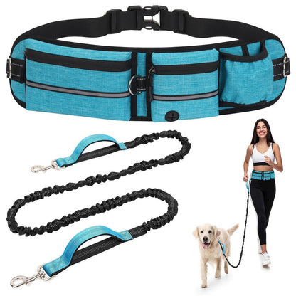 Joggingleine für Hunde mit Bauchgurt & Hüfttasche, Blau