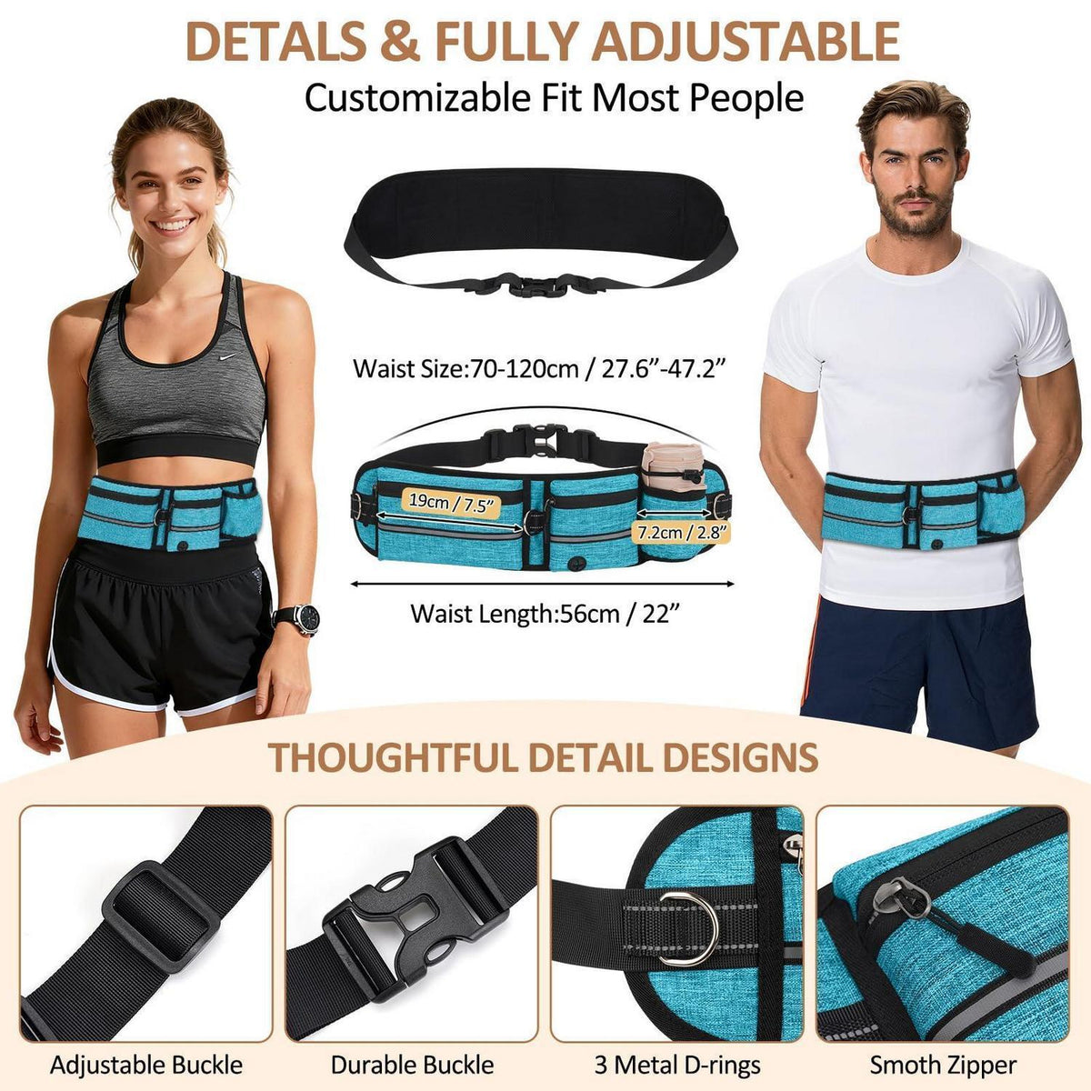 Joggingleine für Hunde mit Bauchgurt & Hüfttasche, Blau