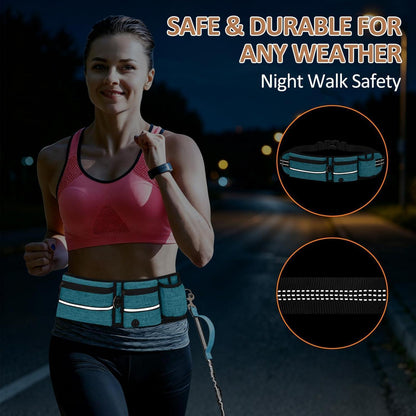 Joggingleine für Hunde mit Bauchgurt & Hüfttasche, Blau
