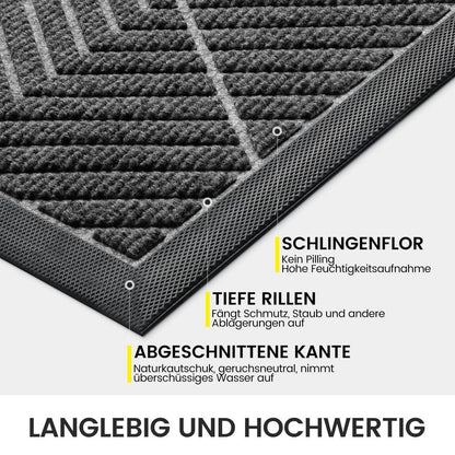Fußmatte Grau 43x75 cm - Schmutzfangmatte Innen & Außen