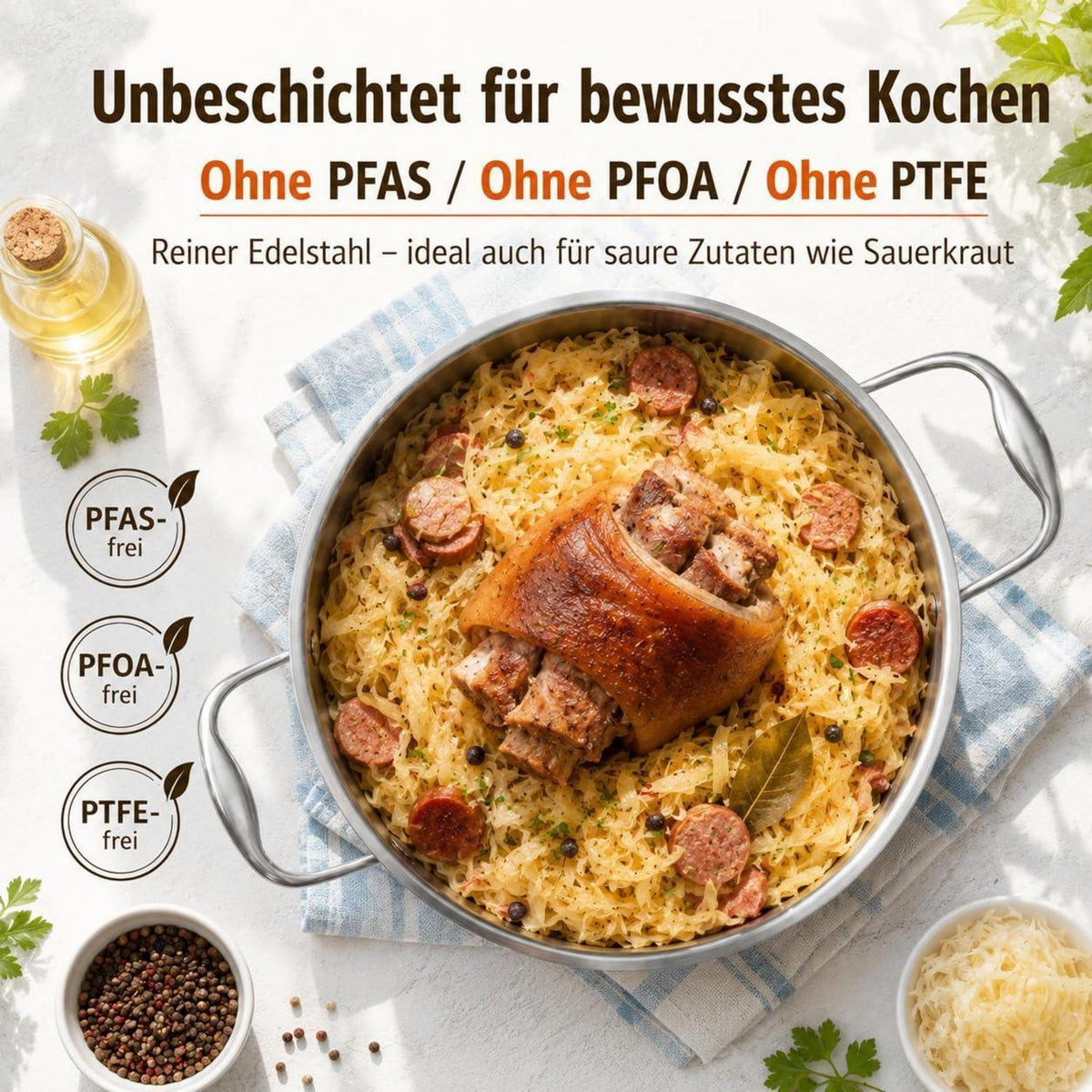 Schmorpfanne Edelstahl 28cm – Vielseitig & für 4-6 Personen