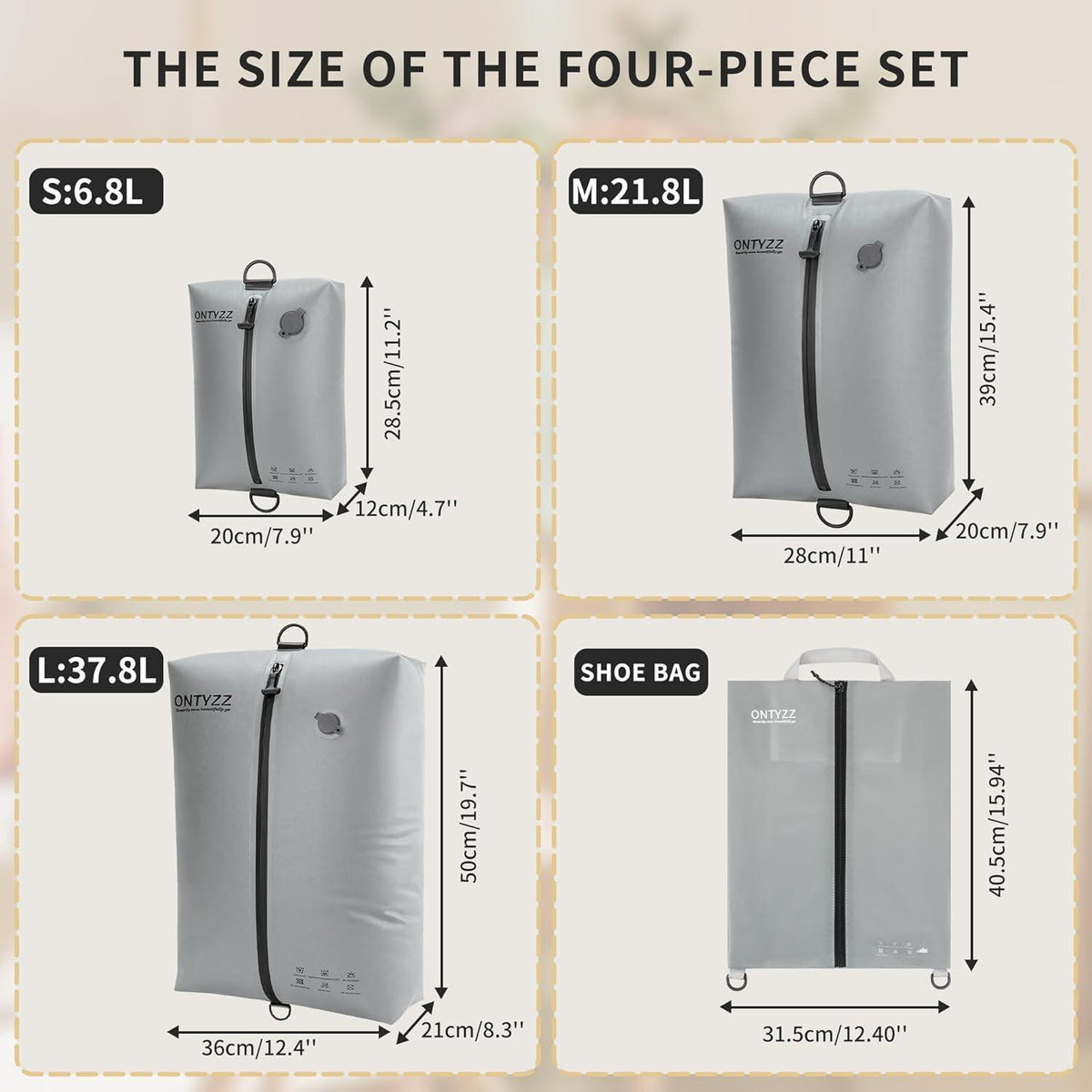 Koffer Organizer Set 4er Packwürfel & Vakuumbeutel TPU Wasserdicht