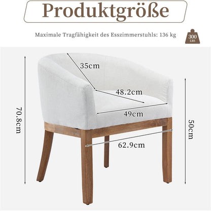 Mid Century Esszimmerstühle 2er Set mit Armlehnen, Beige