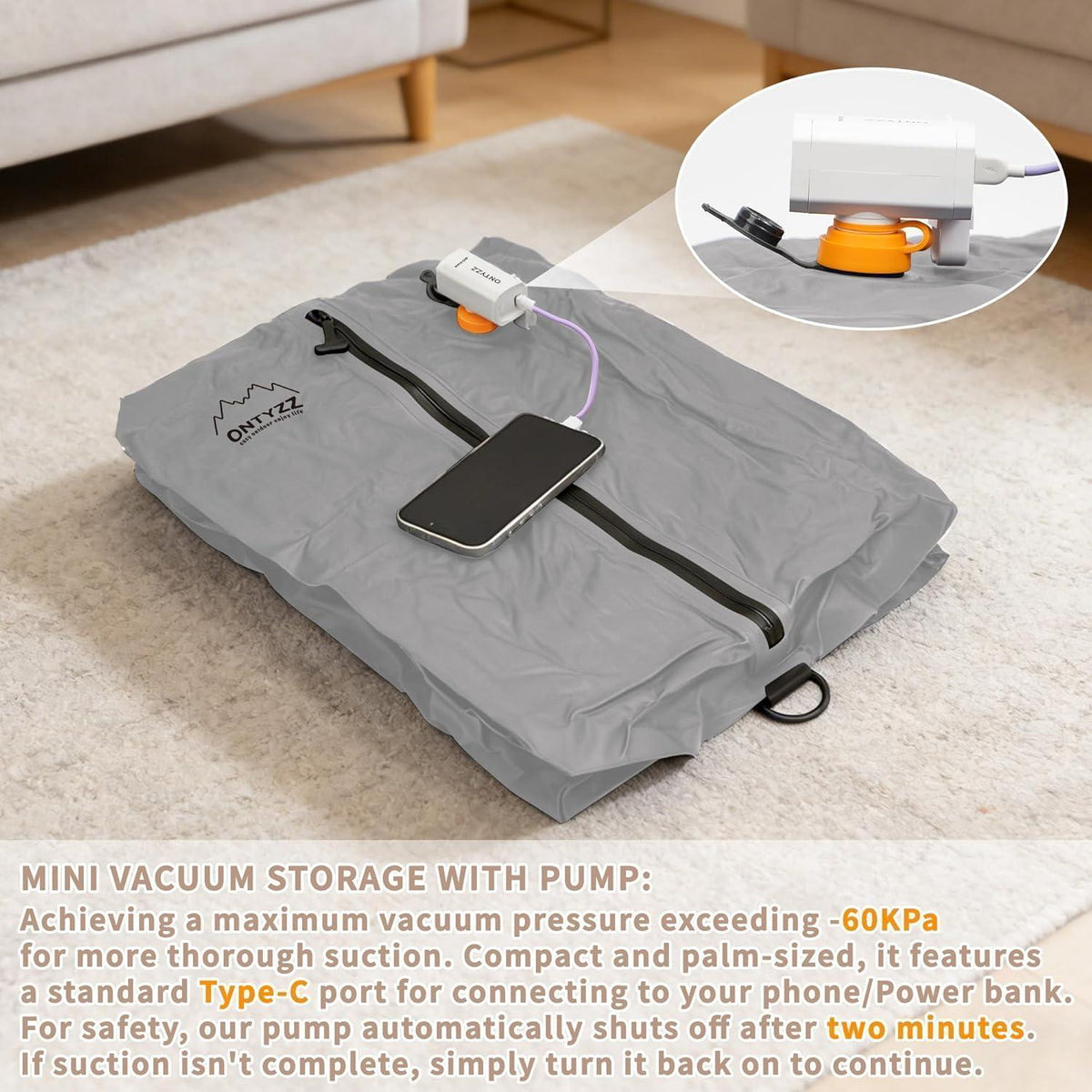 Koffer Organizer Set 5-teilig mit Vakuumbeuteln & Pumpe