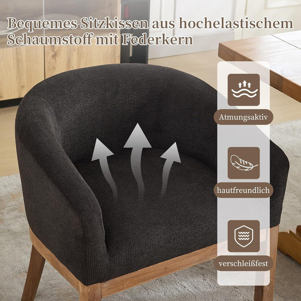 Esszimmerstühle 6er Set mit Armlehnen, Mid Century Design