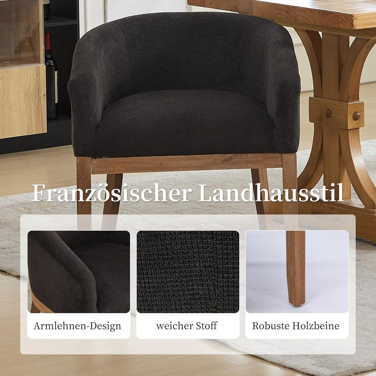 Esszimmerstühle 6er Set mit Armlehnen, Mid Century Design