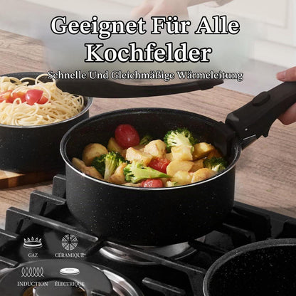Keramik Topfset Induktion 16/18/20cm – 7-teilig mit Griff