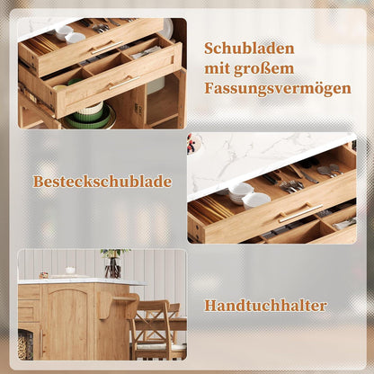 Kücheninsel mit Arbeitsplatte & Rädern – Freistehender Küchenwagen