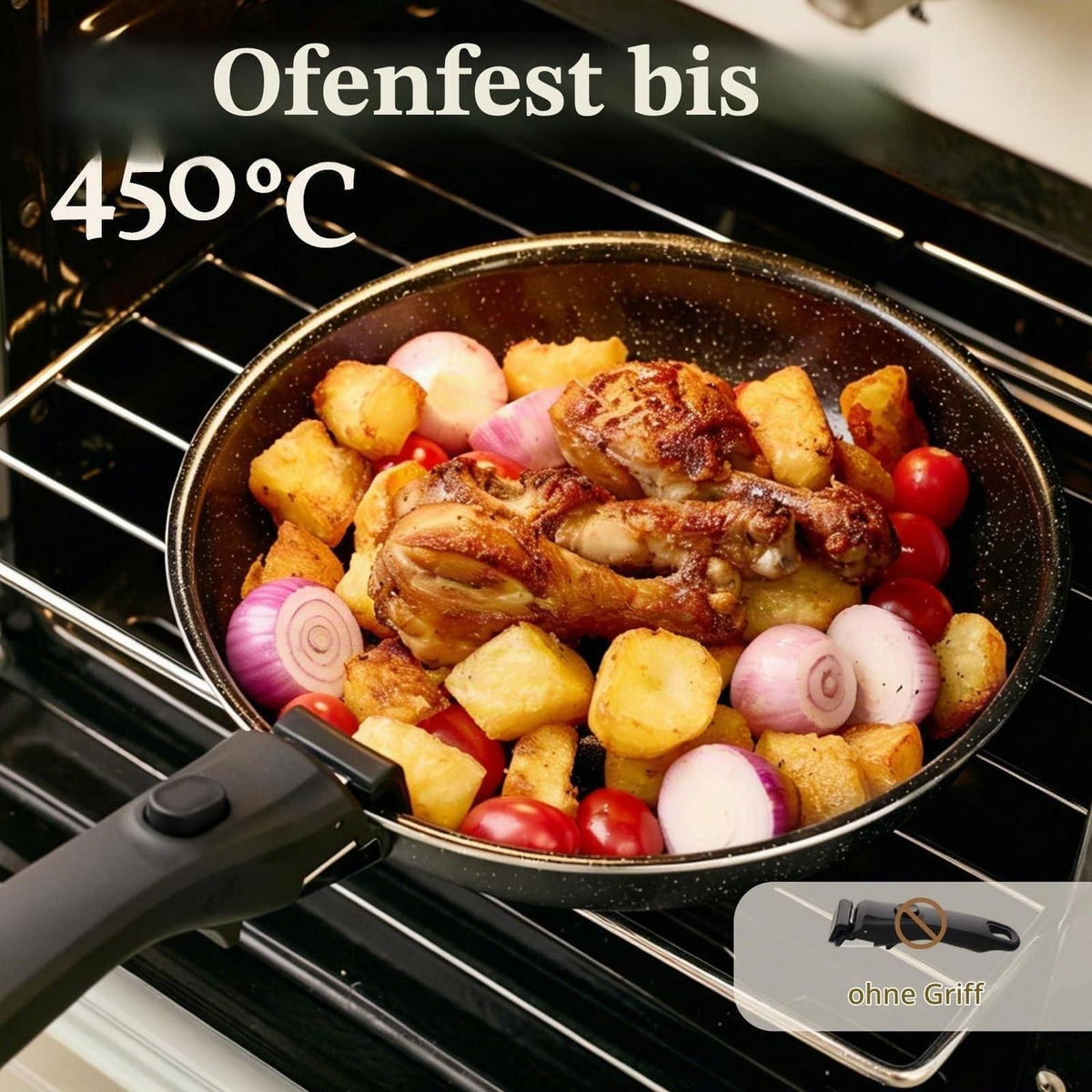 7-teiliges Keramik Pfannenset mit Abnehmbarem Griff
