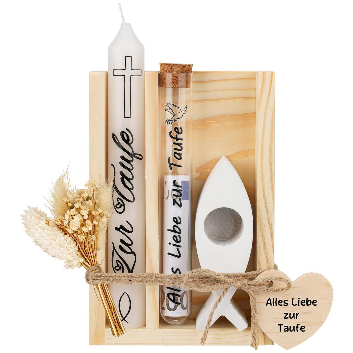 Taufgeschenk Set Mädchen & Junge mit Kerze & Geldgeschenk