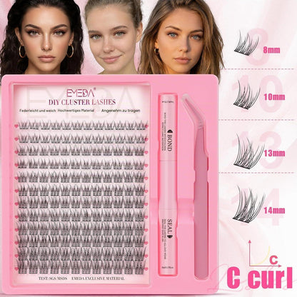 Natürliche Wimpern-Cluster Set mit Bond, Seal & Pinzette