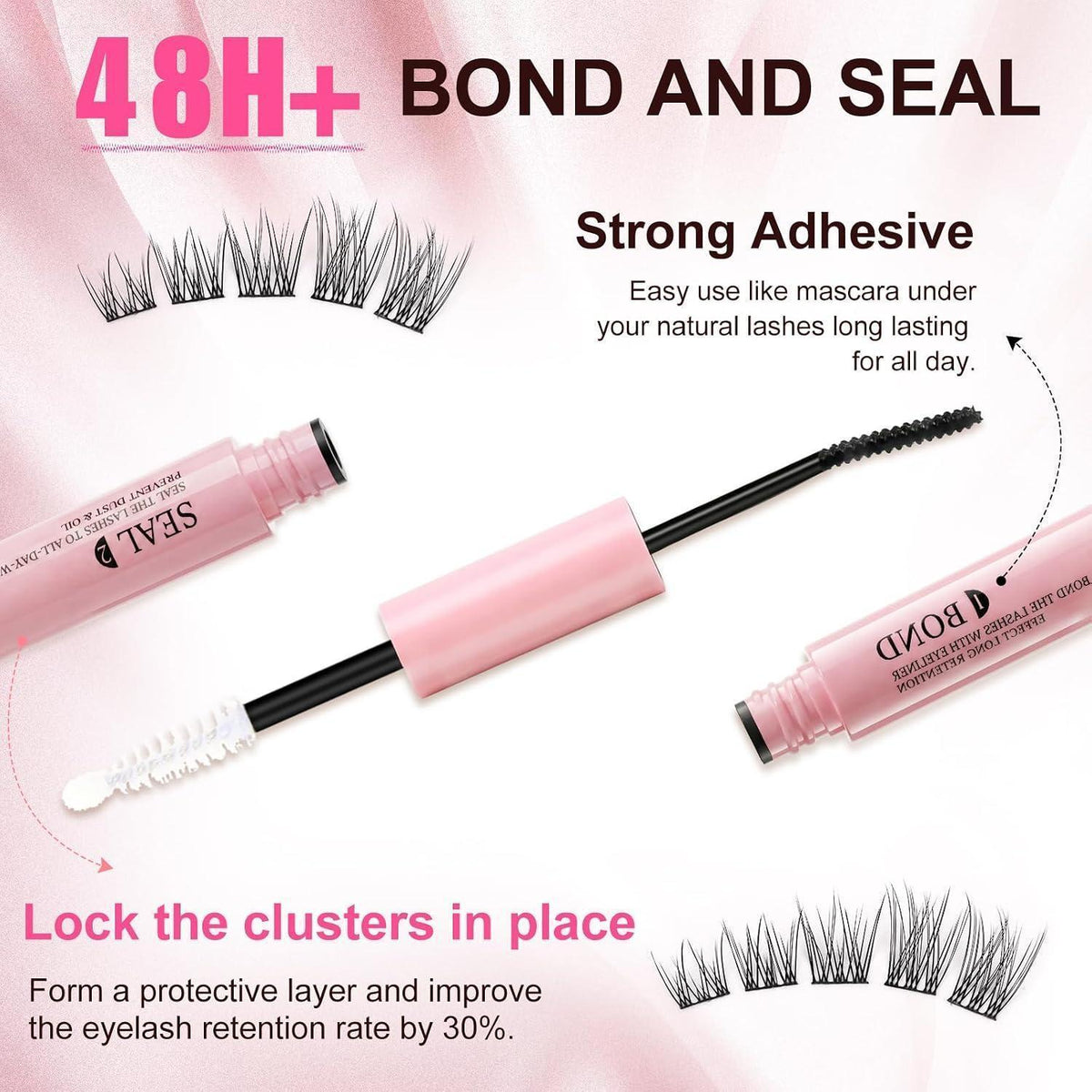 Natürliche Wimpern-Cluster Set mit Bond, Seal & Pinzette