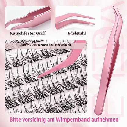 Natürliche Wimpern-Cluster Set mit Bond, Seal & Pinzette