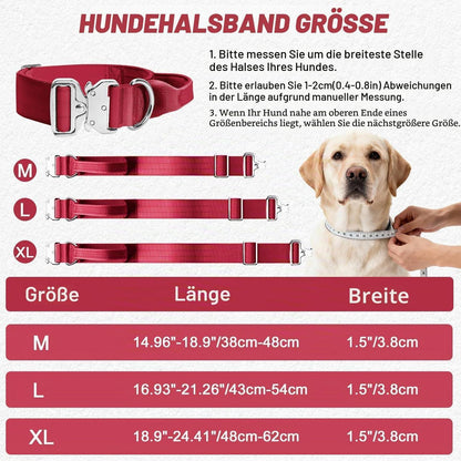 Taktisches Hundehalsband Rot M – Breites, Gepolstertes Training Halsband