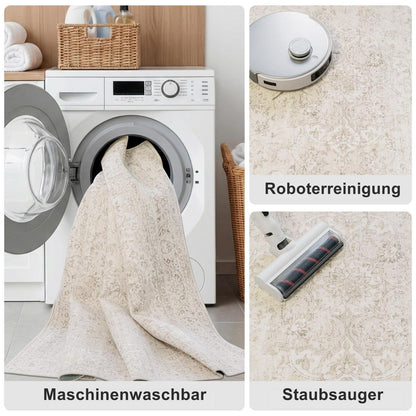 Waschbarer Vintage Teppich Beige 160x230 cm
