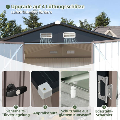Großes Metallgerätehaus 235x171 cm – Wetterfest & Abschließbar