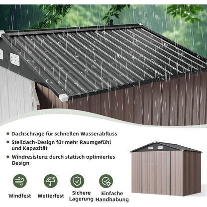 Großes Gerätehaus 8x6ft – Wetterfestes Gartenhaus mit Doppeltür