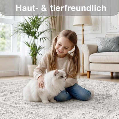 Waschbarer Vintage Teppich Grau 160x230 cm