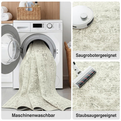 Waschbarer Vintage Teppich Grün 160x230 cm
