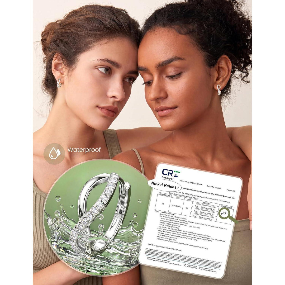 Silber 925 Creolen Infinity CZ – Große, leichte Damen Ohrringe