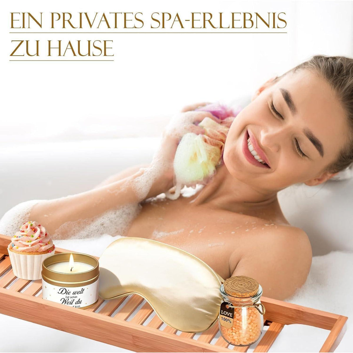 50. Geburtstag Geschenk Frau - 9tlg. Wellness Set mit Vintage Tasche