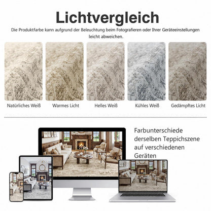 Waschbarer Vintage Teppich Braun 200x300 cm – Wohnzimmer Schlafzimmer