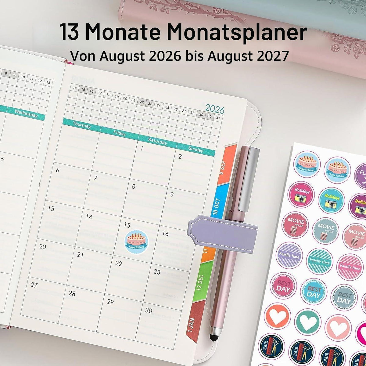 Akademischer Terminplaner 2026-2027 A5 Tag pro Seite Lila