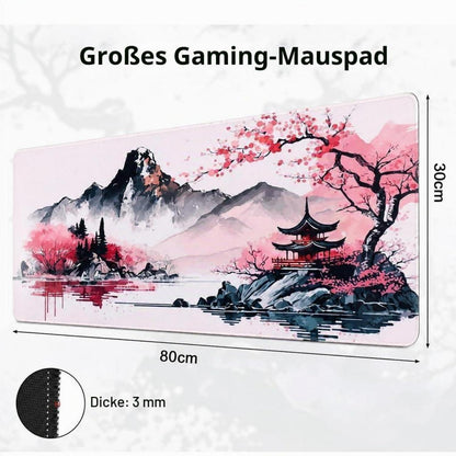 XXL Mauspad Japan Kirschblüten 80x30cm – Rutschfest & Wasserabweisend