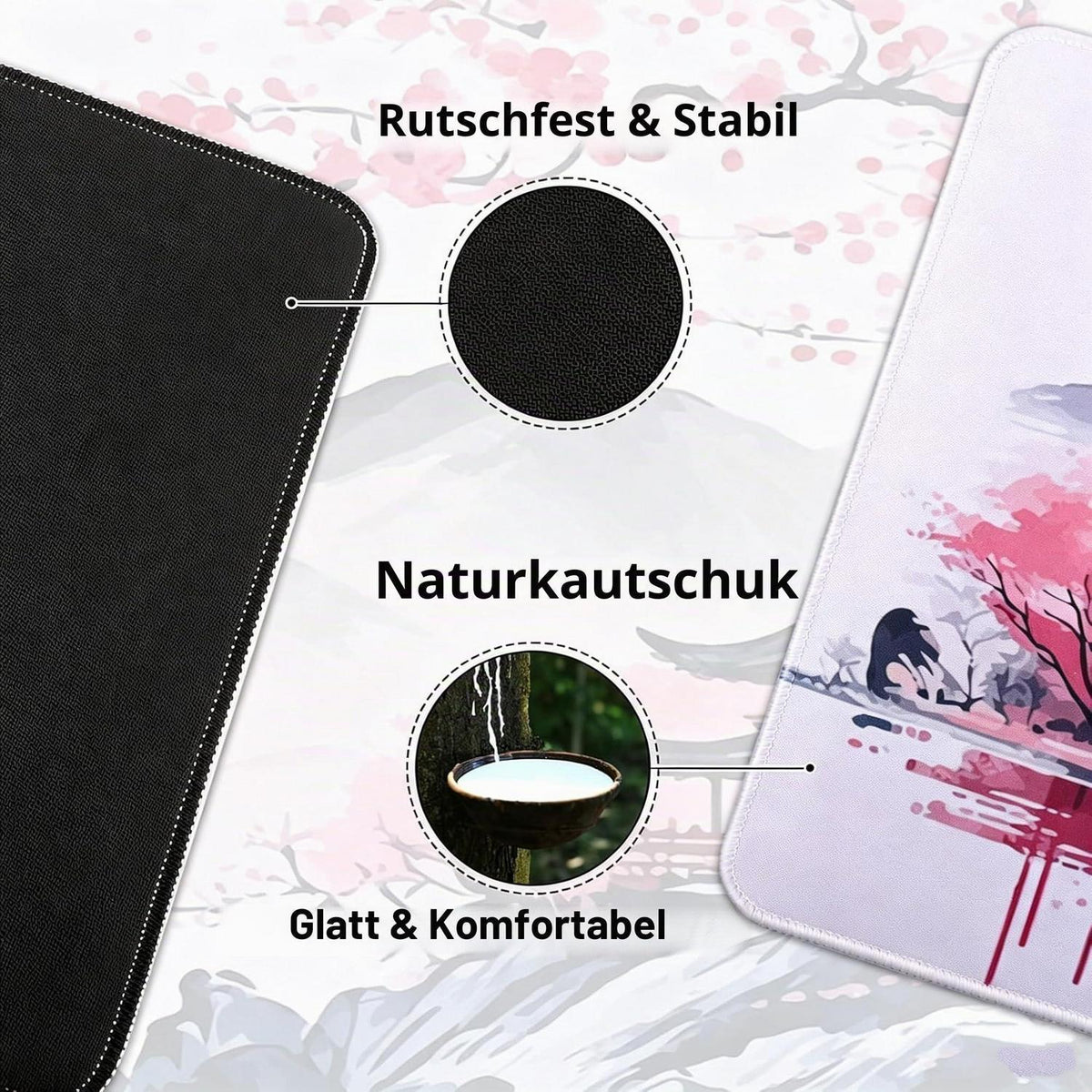 XXL Mauspad Japan Kirschblüten 80x30cm – Rutschfest & Wasserabweisend