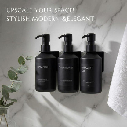 Bohrfrei Seifenspender Set Schwarz | Wand & Stand | 500ml