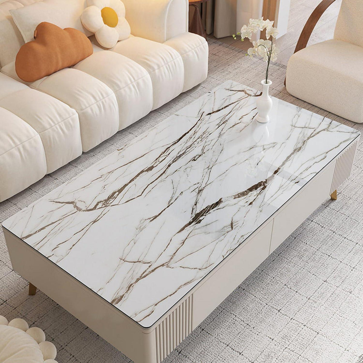 PVC Tischdecke Weiß Marmor 90x200cm - Wasserdicht & Robust