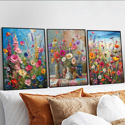 Diamond Painting Set 3er Blumen 5D für Erwachsene 30x40 cm