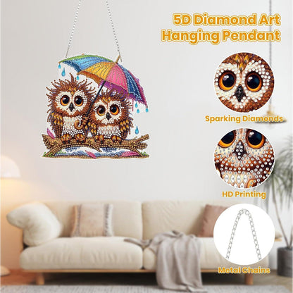 5D Diamant Painting Eule Anhänger mit Kette – Bastelset für Kinder & Erwachsene