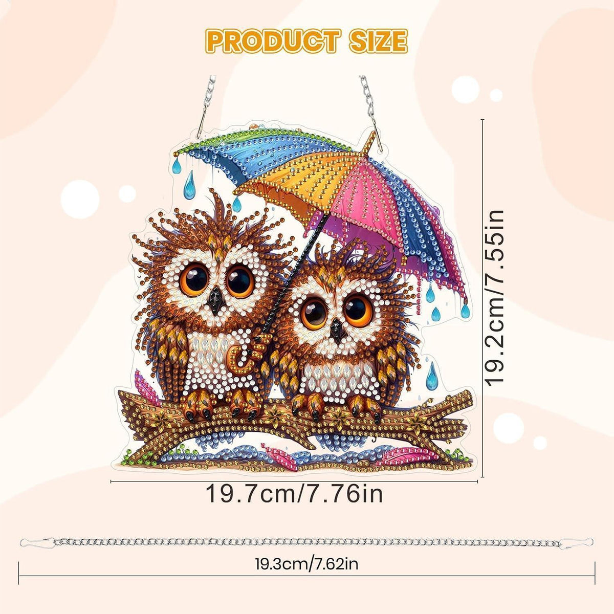 5D Diamant Painting Eule Anhänger mit Kette – Bastelset für Kinder & Erwachsene