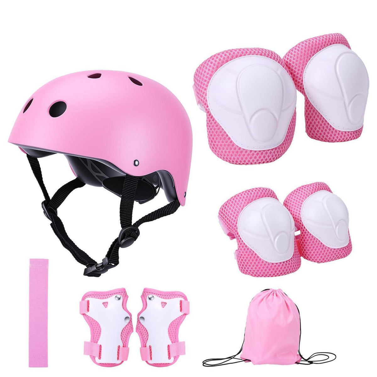 Knieschoner Set Kinder 3-10 Jahre mit Helm & Zubehör Rosa