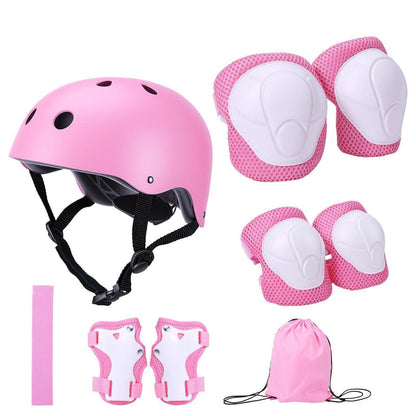 Knieschoner Set Kinder 3-10 Jahre mit Helm & Zubehör Rosa