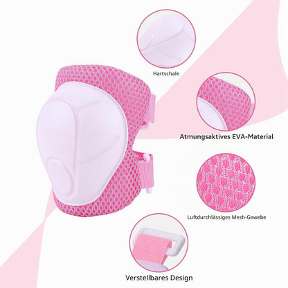 Knieschoner Set Kinder 3-10 Jahre mit Helm & Zubehör Rosa
