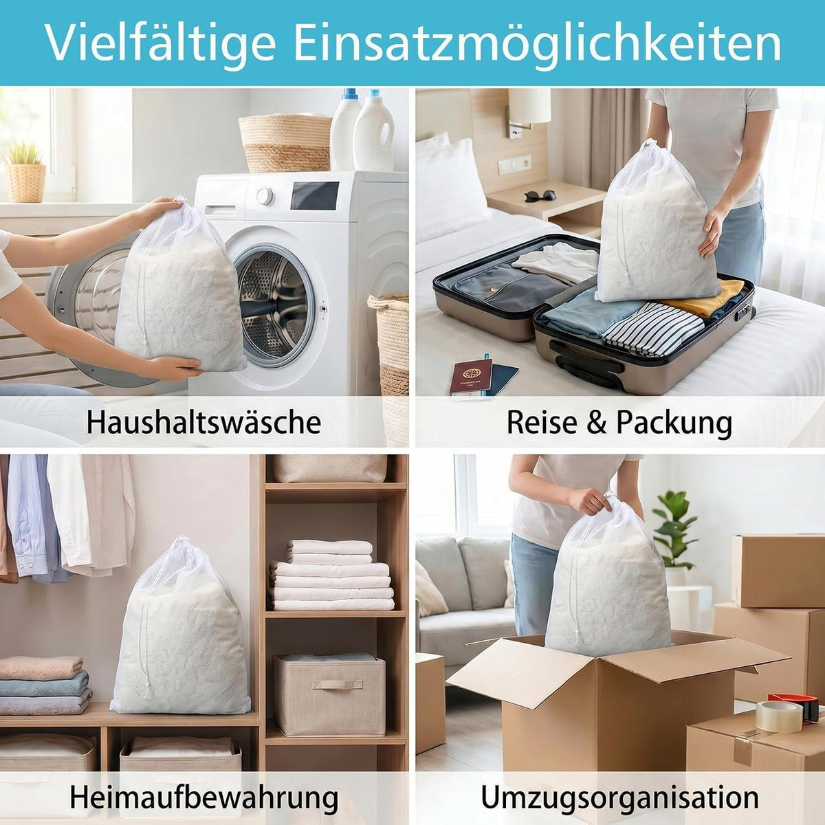 2x Wäschesack 70x90cm – Feinmaschig & Wiederverwendbar