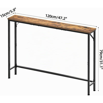 120cm Konsolentisch Rustik Braun – Schlanker Couchtisch für Flur & Wohnzimmer