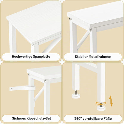 120cm Konsolentisch – Schlanker Couchtisch für Flur & Wohnzimmer (Weiß)