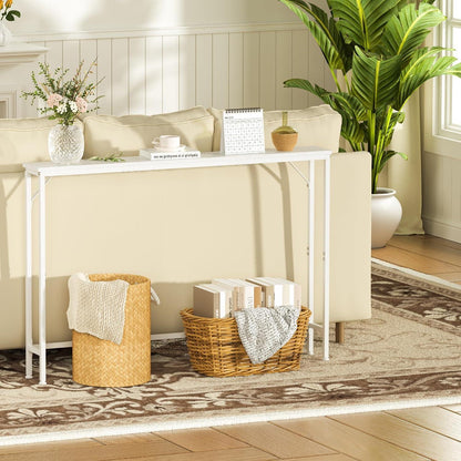 120cm Konsolentisch – Schlanker Couchtisch für Flur & Wohnzimmer (Weiß)