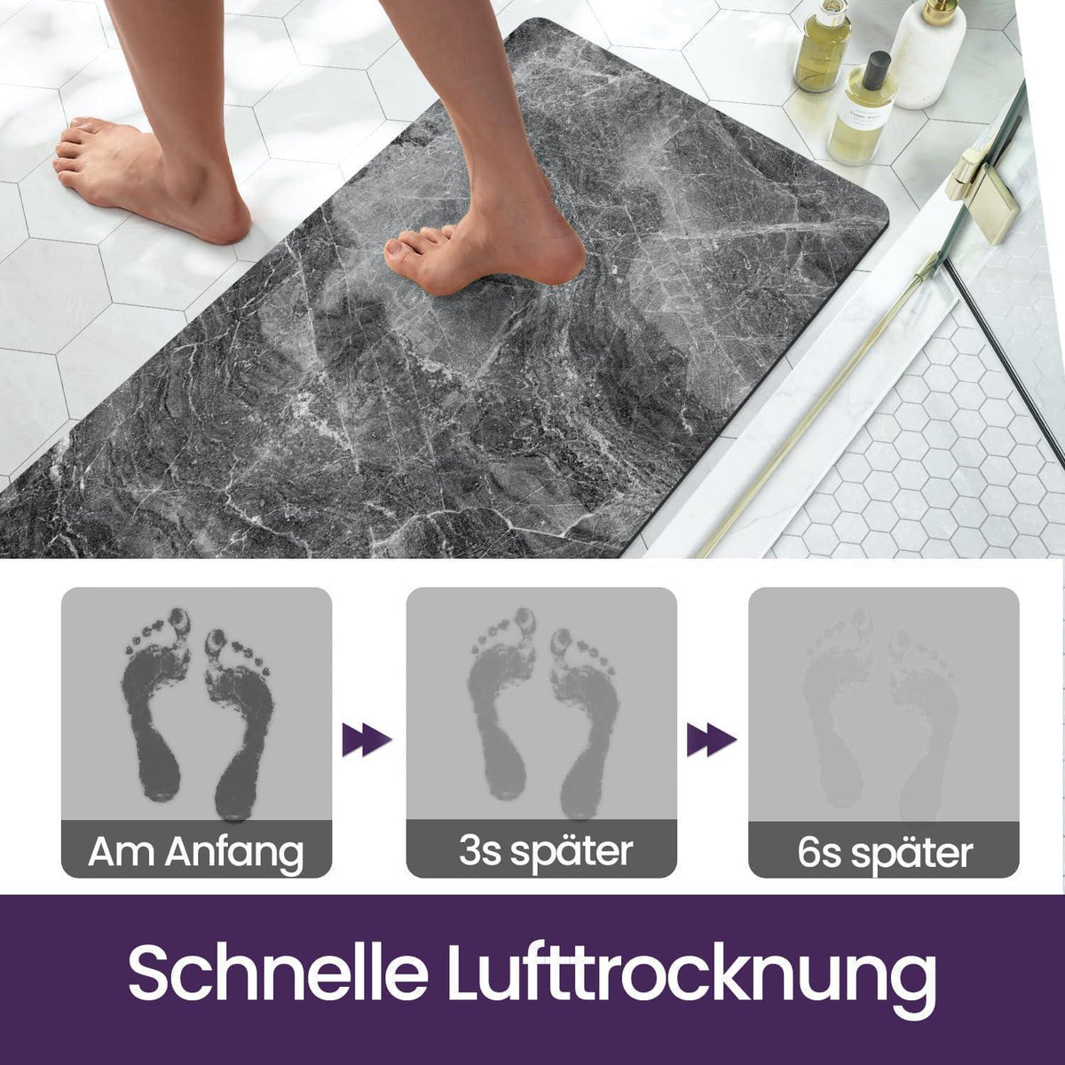 Rutschfeste Badematte 60x90 cm – Super Saugfähig & Schnelltrocknend
