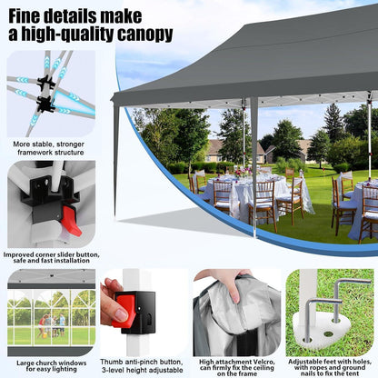 3x6m Faltpavillon mit 6 Seitenteilen – Wasserdicht & Stabil