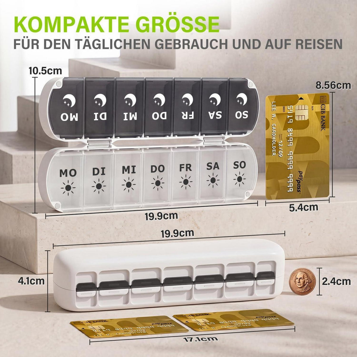 Tablettenbox 7 Tage Magnetverschluss – Kompakt & Faltbar
