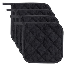 Topflappen Set 4er Schwarz Baumwolle – Hitzebeständig & Waschbar