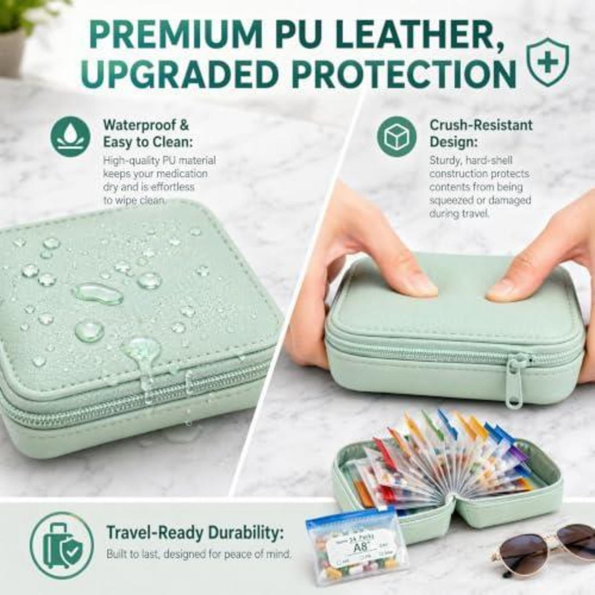 Wasserdichter Pillen Organizer 14 Tage – Tablettenbox für Reisen