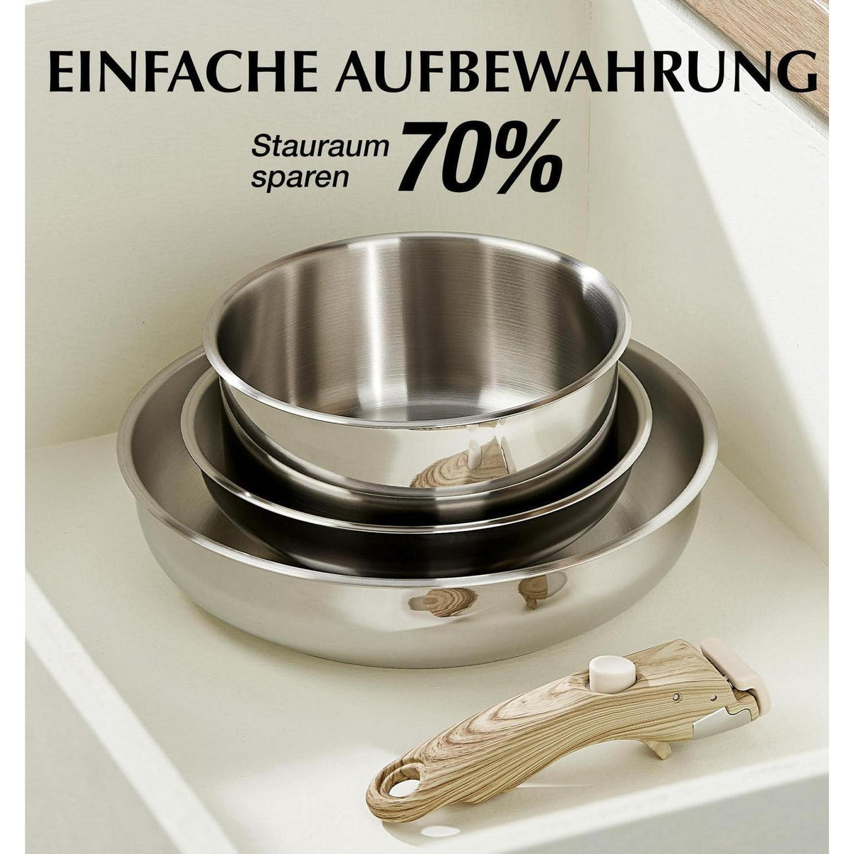 Edelstahl Topfset 7-teilig mit abnehmbarem Griff