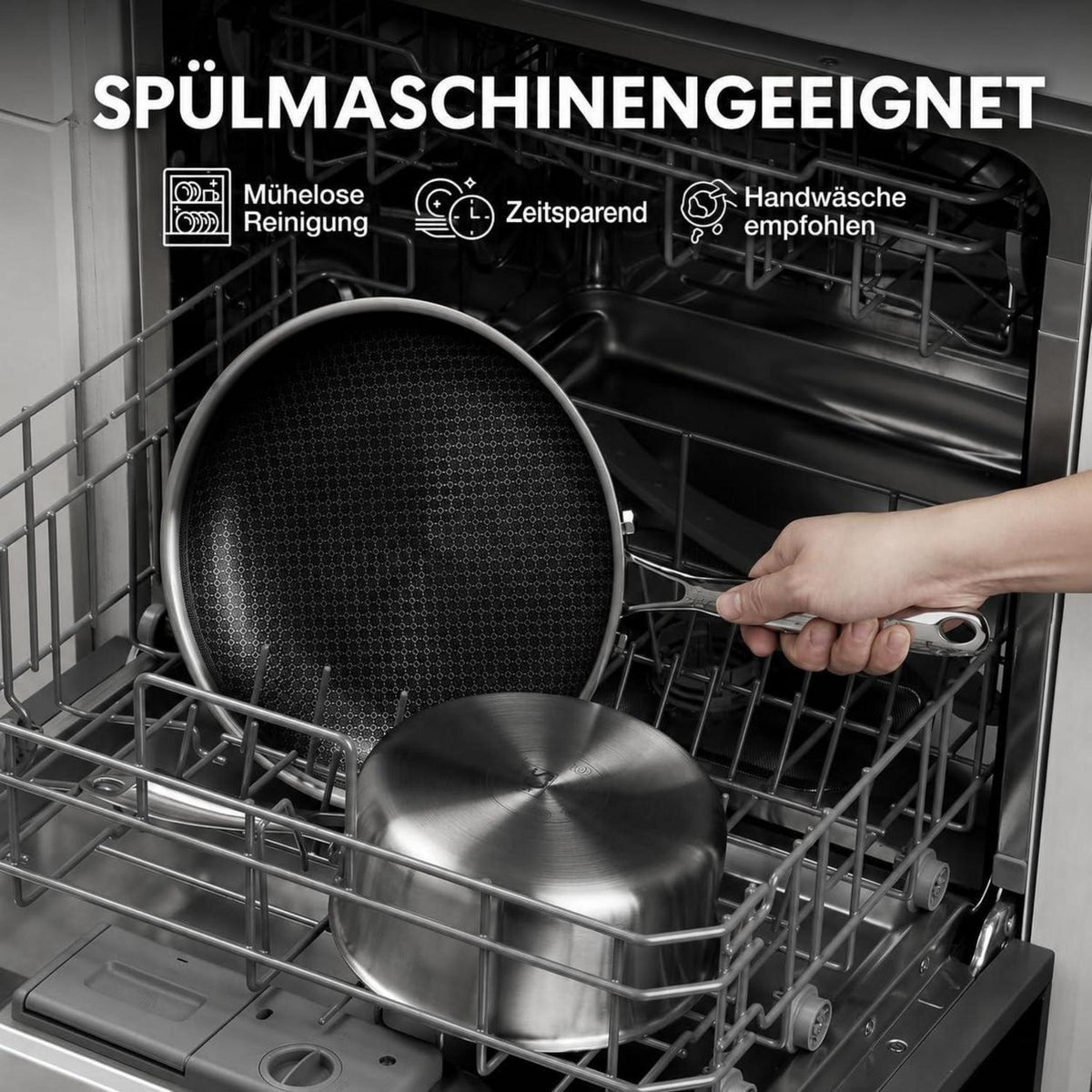 Edelstahl Topfset 6-teilig mit Glasdeckel – Kochtopfset für Induktion