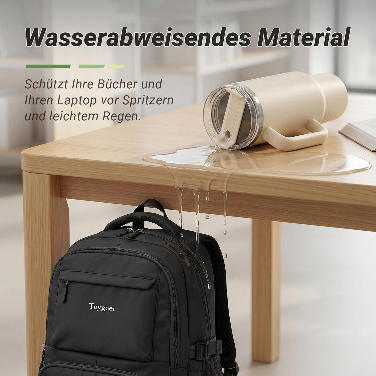 Schulrucksack Teenager Schwarz 15.6" Laptopfach & Wasserabweisend