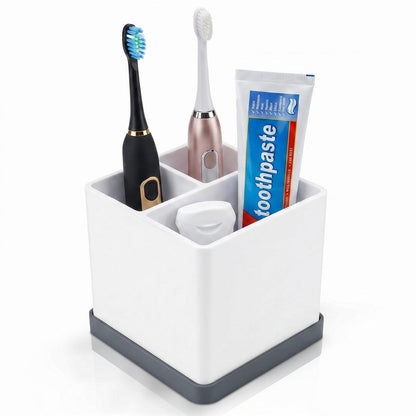 Silikon Zahnbürstenhalter 3-fach Grau Weiß Badezimmer Organizer